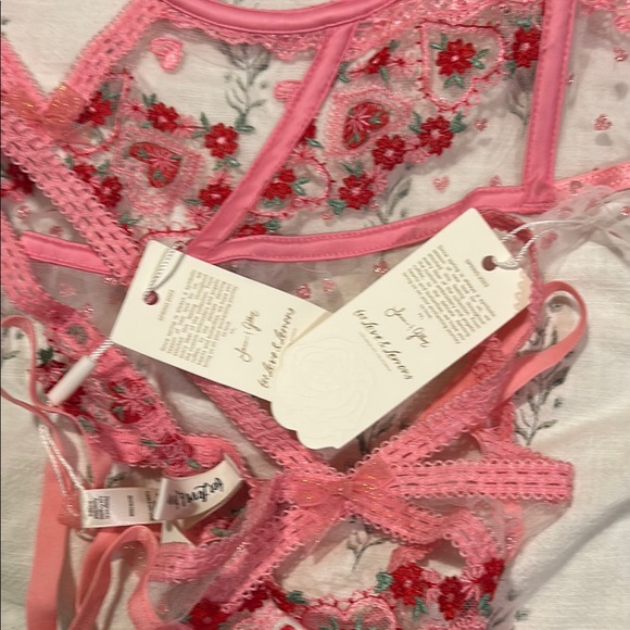 Floral Embroidered Pink Lingerie Set For Love and Lemons - Picture 2 of 4